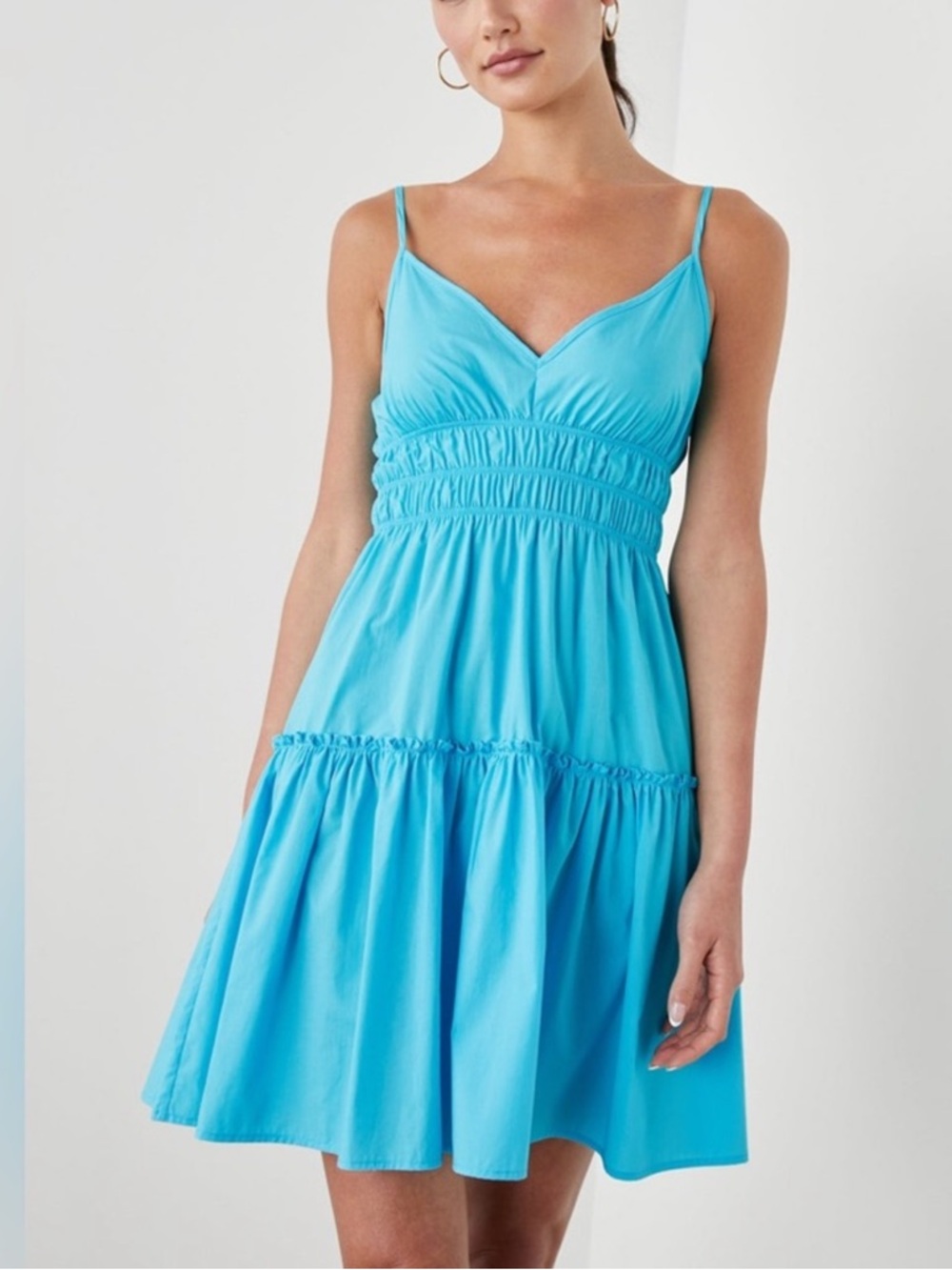 Rails Carmen Mini Dress in  Blue Surf Size M Adjustable Straps Smocked